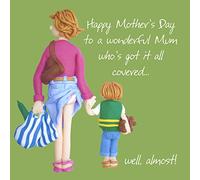 Holy Mackerel cheeky Mother's Day card for a mum - designed by artist Erica Sturla - 15cm square and blank inside for your message - made in the UK