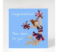 Holy Mackerel cheerleader congratulations card for him or her - designed by artist Erica Sturla - 15cm square and blank inside for your message - made in the UK