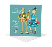 Holy Mackerel Chin Chin wedding anniversary greetings card designed by Erica Sturla Card is 15cm square and blank inside for your own message