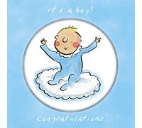 Holy Mackerel Congratulations it's a boy, a 15cm square new baby card featuring Rosie Brooks artwork, blank inside for your message
