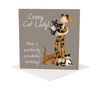 Holy Mackerel Crazy Cat Lady Birthday Card One Lump or Two Greeting Cards. Card is 15cm square and blank inside