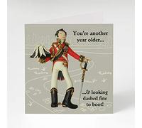Holy Mackerel dashed fine Duke of Wellington birthday card featuring the leader in dress uniform - designed by artist Erica Sturla - 15cm square and blank inside for your message - made in the UK
