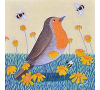 Holy Mackerel Deep in orange robin themed art card for him or her - designed by artist Ailsa Black - 15cm square and blank inside for your message