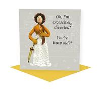 Holy Mackerel excessively diverted Elizabeth Bennet birthday card featuring the Jane Austen heroine - designed by artist Erica Sturla - 15cm square and blank inside for your message - made in the UK