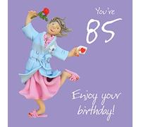 Holy Mackerel female 85th birthday card for her - designed by artist Erica Sturla - 15cm square and blank inside for your message - made in the UK