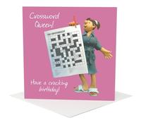 Holy Mackerel female crossword birthday card for her - designed by Erica Sturla - 15cm square and blank inside