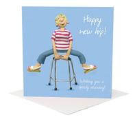 Holy Mackerel female happy new hip card for her (get well soon) - designed by artist Erica Sturla - 15cm square and blank inside for your message - made in the UK