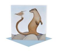 Holy Mackerel fishermen otter themed art card for him or her - designed by artist Ailsa Black - 15cm square and blank inside for your message