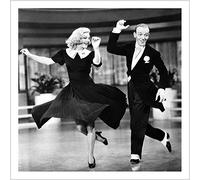 Holy Mackerel Fred and Ginger retro black and white photographic card featuring a vintage image of Astaire and Rogers dancing - 15cm square and blank inside
