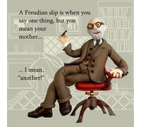 Holy Mackerel Freudian slip Sigmund Freud funny card featuring the founder of psychoanalysis - designed by artist Erica Sturla - 15cm square and blank inside for your message - made in the UK