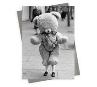 Holy Mackerel Giant teddy vintage photographic card featuring an image of a little boy with a huge bear, 1968-12.6 x 17.7cm and blank inside