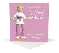 Holy Mackerel Great Aunt birthday card - designed by Erica Sturla - 15cm square and blank inside