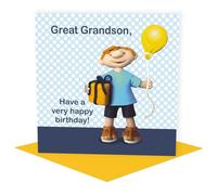 Holy Mackerel great grandson birthday card for a little boy - designed by Erica Sturla - 15cm square and blank inside - made in the UK
