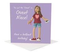 Holy Mackerel Great Niece birthday card - designed by Erica Sturla - 15cm square and blank inside