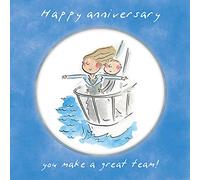 Holy Mackerel Great team, a 15cm square anniversary card featuring Rosie Brooks artwork, blank inside for your message. Anniversary card for him, her, husband, wife, couple etc