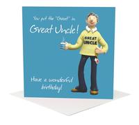 Holy Mackerel Great Uncle birthday card - designed by Erica Sturla - 15cm square and blank inside