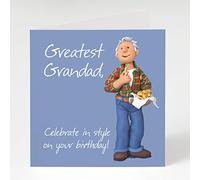Holy Mackerel greatest grandad birthday card for a grandfather - designed by artist Erica Sturla - 15cm square and blank inside for your message - made in the UK