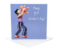 Holy Mackerel Happy 1st Mother's Day card for a first time mum - designed by artist Erica Sturla - 15cm square and blank inside for your message - made in the UK