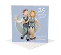 Holy Mackerel Happy 25th Silver Anniversary Greeting Card One Lump or Two Cards. Card is 15cm square and blank inside