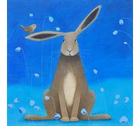 Holy Mackerel hare bells animal themed art card for him or her - designed by artist Ailsa Black - 15cm square and blank inside for your message