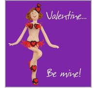 Holy Mackerel heart bikini funny be mine Valentines day card - designed by artist Erica Sturla - 15cm square and blank inside for your message - made in the UK