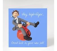 Holy Mackerel high flyer male new job card for him - designed by artist Erica Sturla - 15cm square and blank inside for your message - made in the UK