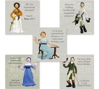 Holy Mackerel Jane Austen Birthday Card Pack - 5 Fun Cards for Her - Polymer Clay Art by Erica Sturla