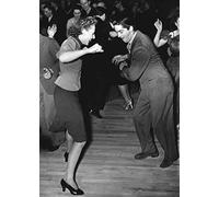 Holy Mackerel Jive retro black and white photographic card featuring a vintage image of a teenage couple dancing - 12.6 x 17.7cm and blank inside