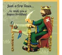 Holy Mackerel Just a few lines Magna Carta birthday card featuring King John at Runnymede - designed by artist Erica Sturla - 15cm square and blank inside for your message - made in the UK