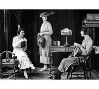 Holy Mackerel knit and natter retro black and white photographic card featuring a vintage image of women knitting - 12.6 x 17.7cm and blank inside