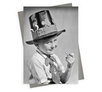 Holy Mackerel Lad in Irish costume St Patrick's Day card - a 12.6 x 17.7cm Alternative Image design featuring a vintage black and white photo of a boy celebrating Ireland's Saints day - blank inside