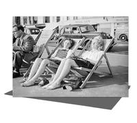 Holy Mackerel Ladies in deckchairs vintage photographic card featuring an image of taking a nap on Brighton promenade, 1946-12.6 x 17.7cm and blank inside