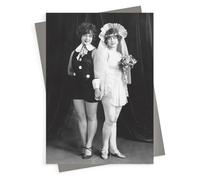 Holy Mackerel Lesbian wedding card for couple, same sex wedding congratulations card for brides, funny wedding card for two brides wife and wife, 12.6 x 17.7cm greeting card, blank inside