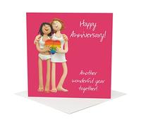 Holy Mackerel LGBTQ+ lesbian Anniversary Greeting Card from the One Lump or Two range from Cards. Card is 15cm square and blank inside for your own message