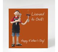 Holy Mackerel licensed to grill Father's Day card for Dad - designed by artist Erica Sturla - 15cm square and blank inside for your message - made in the UK