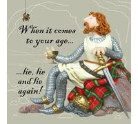 Holy Mackerel lie again Robert the Bruce birthday card featuring the Scottish king - designed by artist Erica Sturla - 15cm square and blank inside for your message - made in the UK