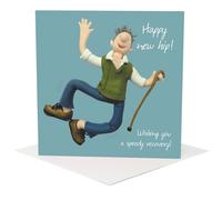 Holy Mackerel male happy new hip card for him (get well soon) - designed by artist Erica Sturla - 15cm square and blank inside for your message - made in the UK