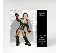 Holy Mackerel new romantic birthday card featuring a 1980s prince charming character - designed by artist Erica Sturla - 15cm square and blank inside for your message - made in the UK