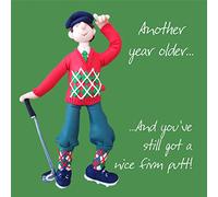 Holy Mackerel nice firm putt male golfing birthday card for him - designed by artist Erica Sturla - 15cm square and blank inside for your message - made in the UK