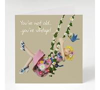 Holy Mackerel not old but vintage female birthday card for her - designed by artist Erica Sturla - 15cm square and blank inside for your message - made in the UK