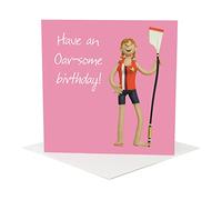 Holy Mackerel Oar-some birthday card for a female rower designed by Erica Sturla, for mum, sister, daughter, wife, niece etc. Card is 15cm square and blank inside for your own message