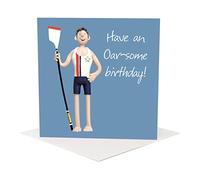 Holy Mackerel Oar-some birthday card for a male rower designed by Erica Sturla, for dad, brother, son, husband, nephew etc. Card is 15cm square and blank inside for your own message