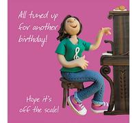 Holy Mackerel off the scale female birthday card for her - designed by artist Erica Sturla - 15cm square and blank inside for your message - made in the UK