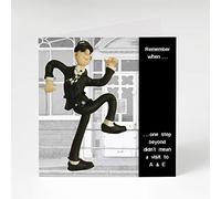 Holy Mackerel one step beyond birthday card featuring a ska character dressed in two tone - designed by artist Erica Sturla - 15cm square and blank inside for your message - made in the UK