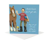 Holy Mackerel Padded saddles, a horse themed Erica Sturla male birthday greetings card, for son, husband, brother, friend etc. 15cm square, blank inside & made in the UK