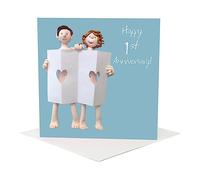 Holy Mackerel 1st Wedding Anniversary card (paper anniversary) by Erica Sturla. 15cm square and blank inside.