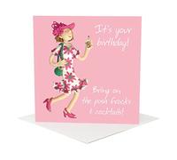 Holy Mackerel Posh frocks female greetings card designed by Erica Sturla Card is 15cm square and blank inside for your own message