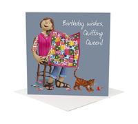 Holy Mackerel quilting queen female birthday card for a needleworker - designed by artist Erica Sturla - 15cm square and blank inside for your message - made in the UK