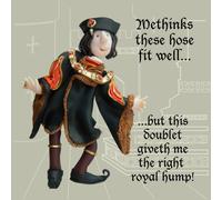 Holy Mackerel right royal hump Richard III funny card featuring the Plantagenet king - designed by artist Erica Sturla - 15cm square and blank inside for your message - made in the UK