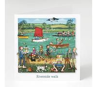 Holy Mackerel riverside walk blank greeting card - designed by artist Erica Sturla - 15cm square and blank inside for your own message